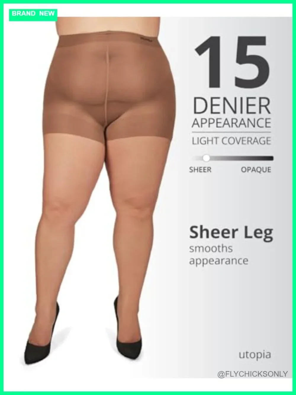 Plus Size Curvy Control Top Sheer Pantyhose Tummy Control Nylon